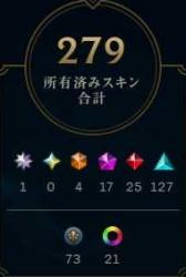 チャンピオン170体/スキン合計279/LOL用アカウント販売